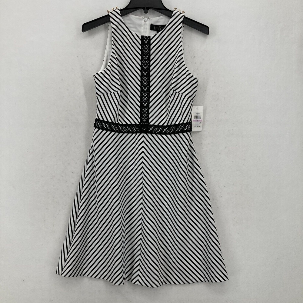 Jessica Simpson Fit & Flare Dress Size 6 Striped Sleeveless Stretch Feminine NWT